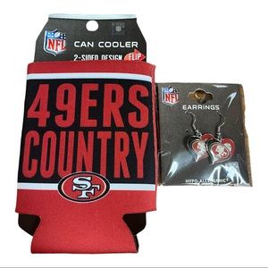 NFL San Francisco 49ers Earrings Koozie Fan Pack Bundle